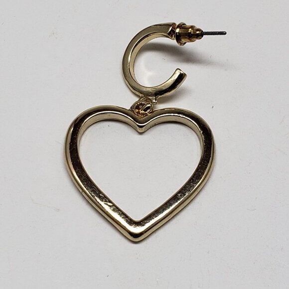 Women's polished Gold-tone Heart drop dangle Earrings - Picture 5 of 6